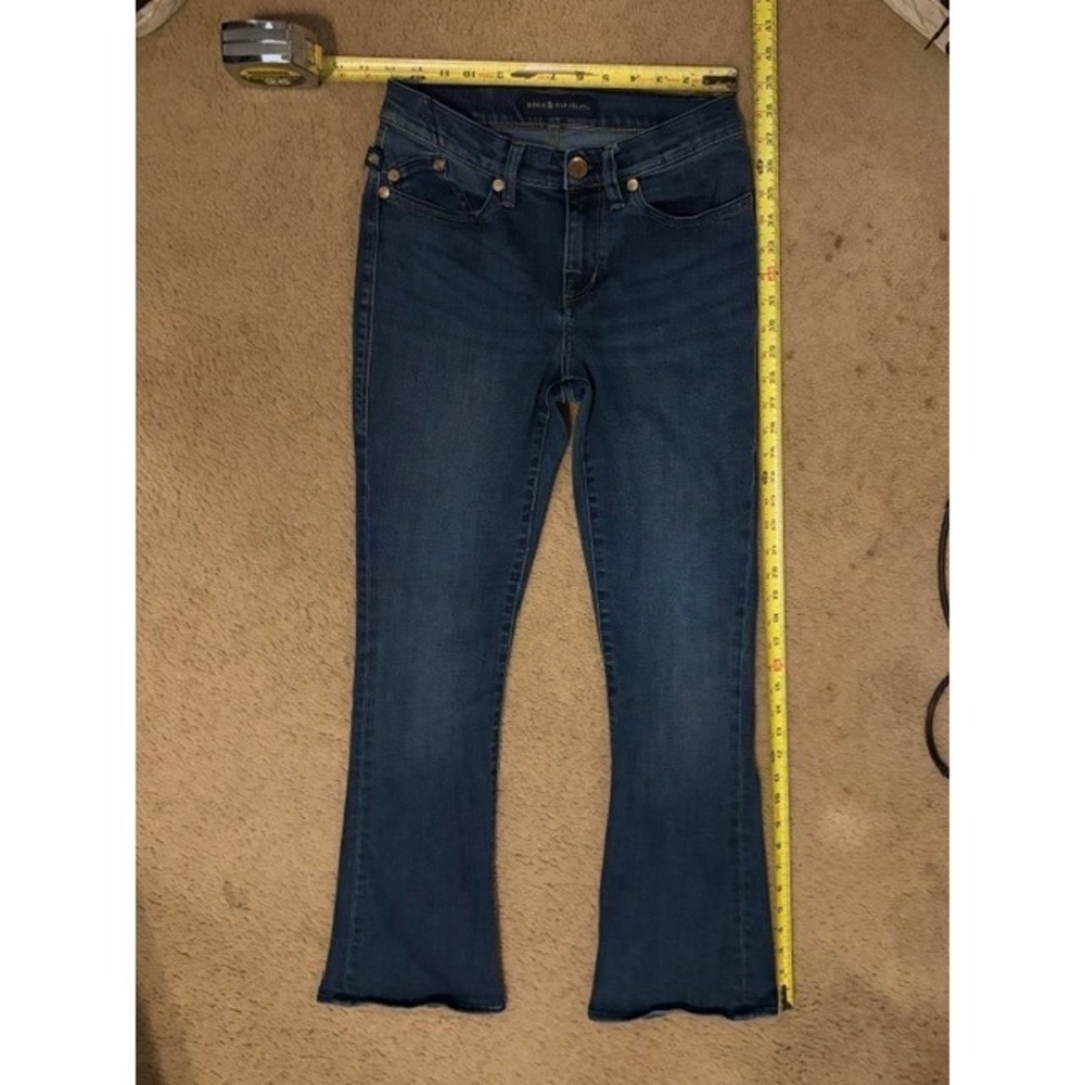 Rock‎ & Republic Women's Blue Bootcut Jeans Size 6 Rhinestone Back Pocket T35-11